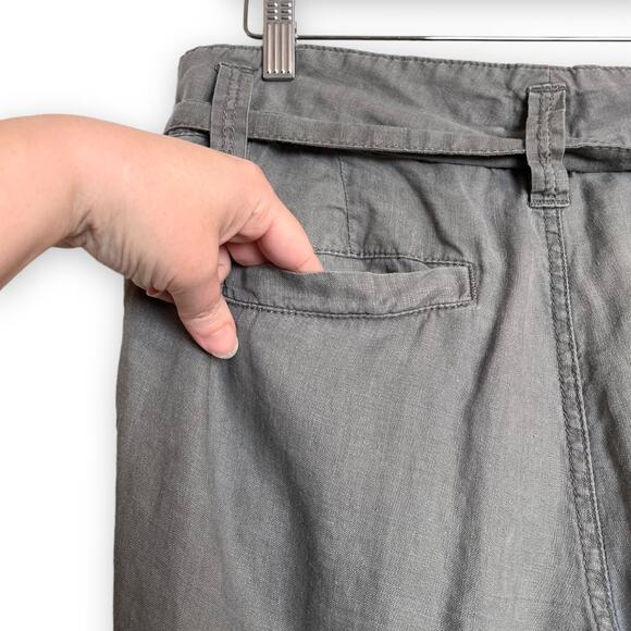 Calvin Klein Tie Front Wide Leg Relaxed Fit Linen Capri Pants Women's Size 8 - Picture 7 of 9